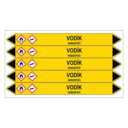 Značení potrubí, vodík,5 ks, 150 × 12 mm